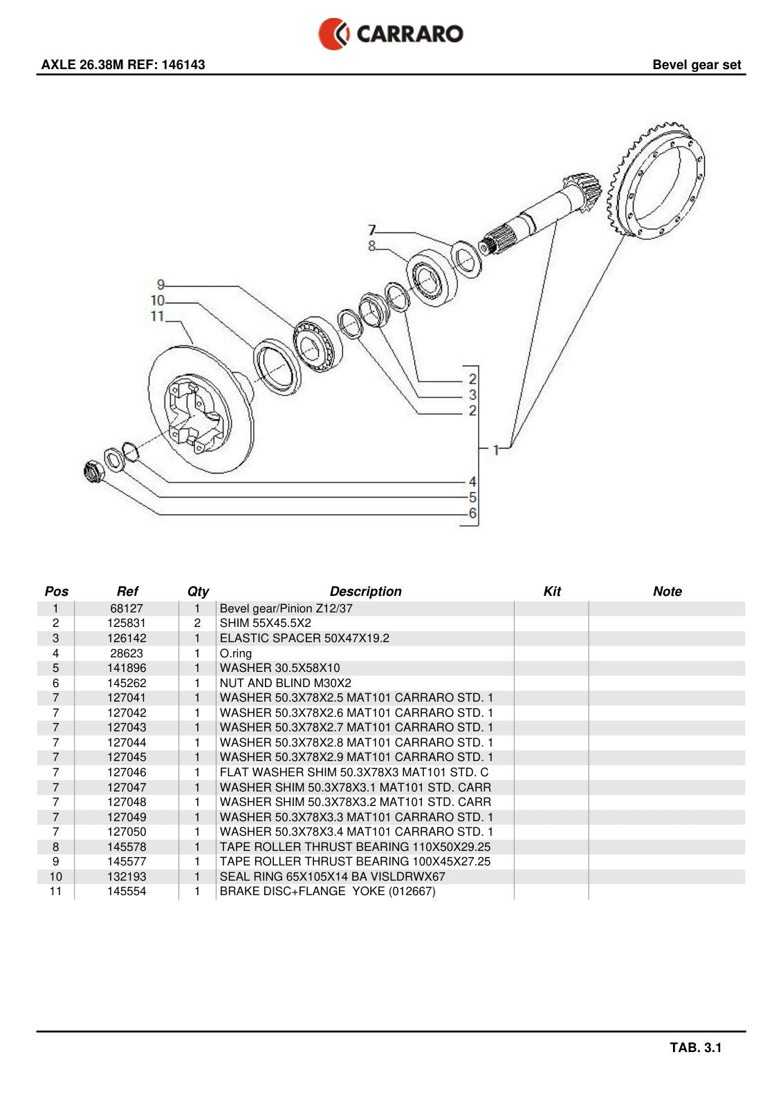 Carraro 26.38M Axle Parts Catalog (Ref. 146143) – sample page 2