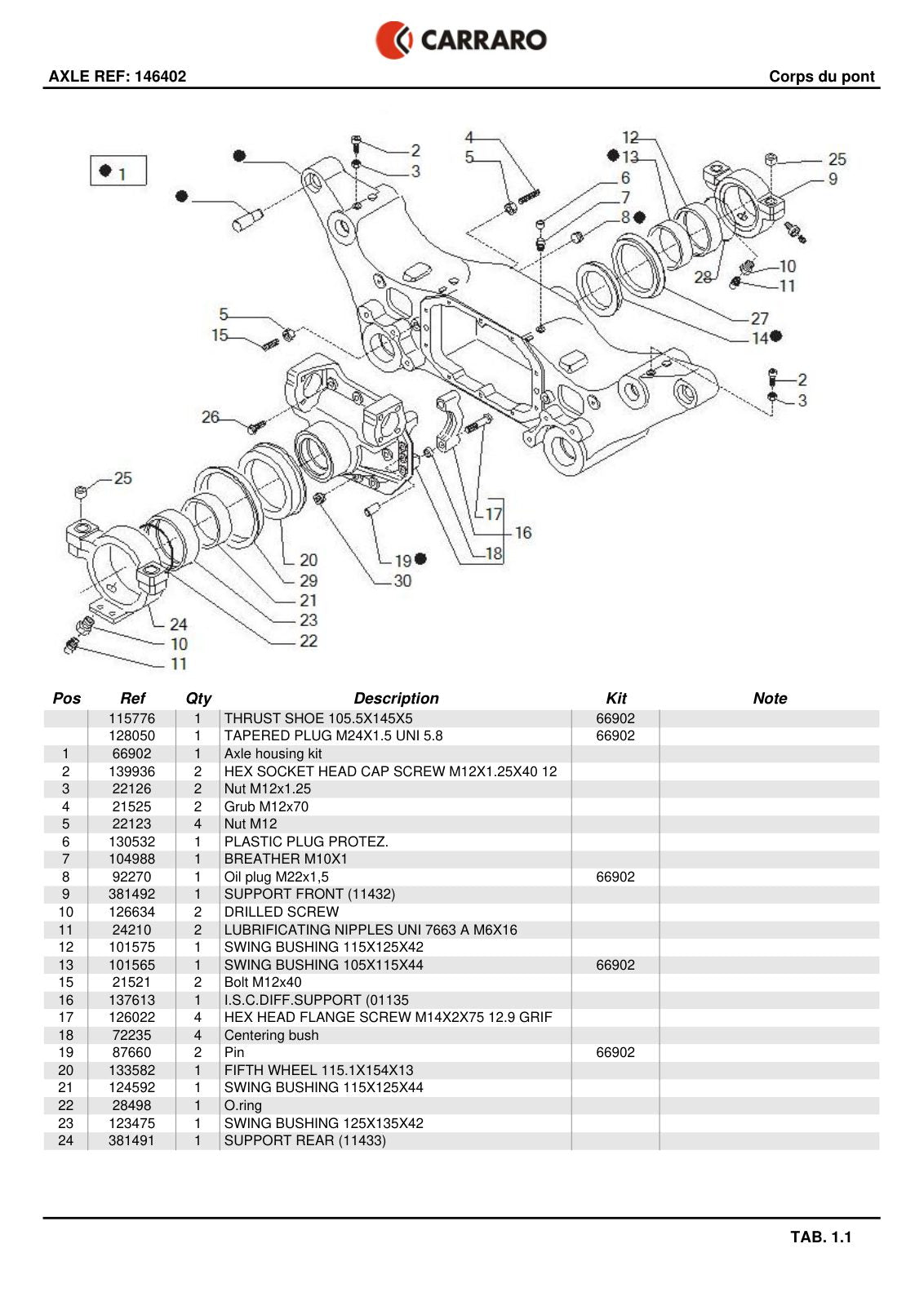 Carraro Axle Parts Catalog (Ref. 146402) – sample page 1