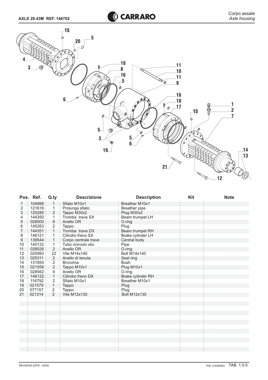 Carraro 28.43M Axle Parts Catalog (Ref. 146702) – sample page 1