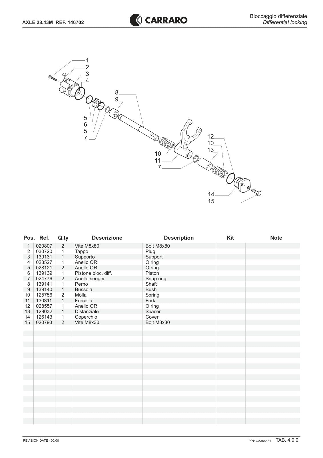 Carraro 28.43M Axle Parts Catalog (Ref. 146702) – sample page 2