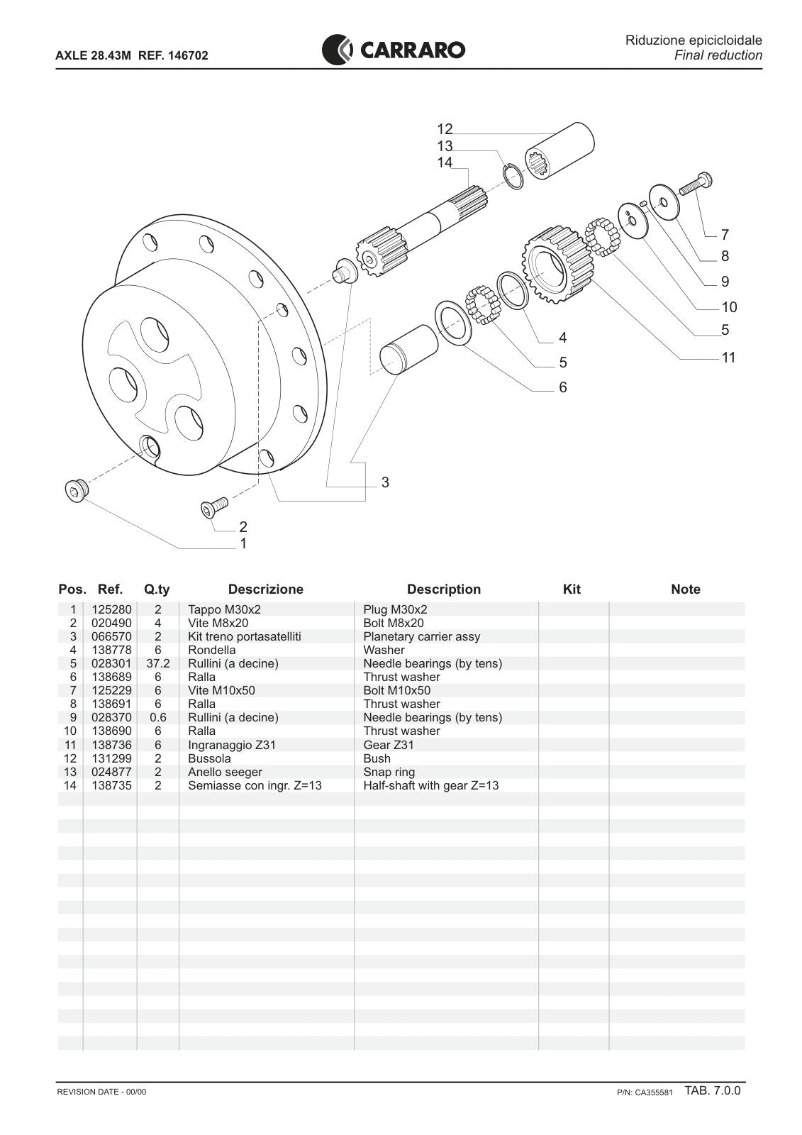 Carraro 28.43M Axle Parts Catalog (Ref. 146702) – sample page 3