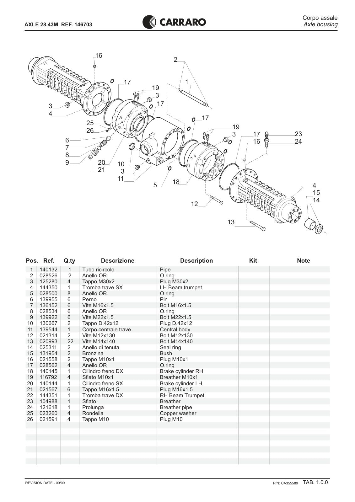 Carraro 28.43M Axle Parts Catalog (Ref. 146703) – sample page 1