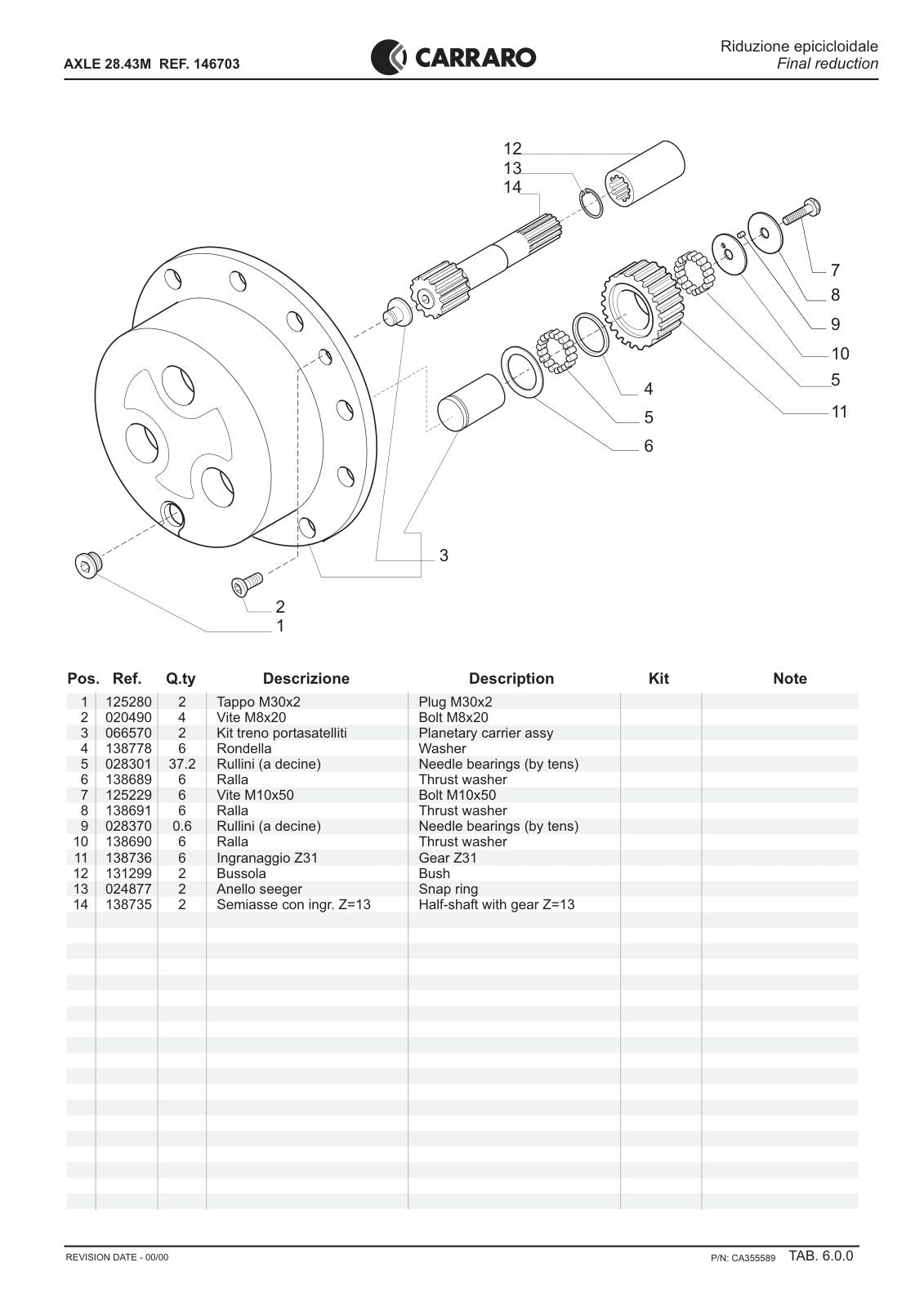 Carraro 28.43M Axle Parts Catalog (Ref. 146703) – sample page 3