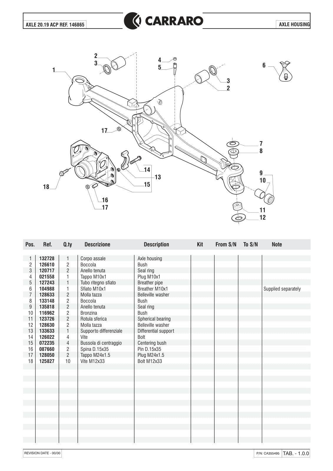 Carraro 20.19 Axle Parts Catalog (Ref. 146865) – sample page 1