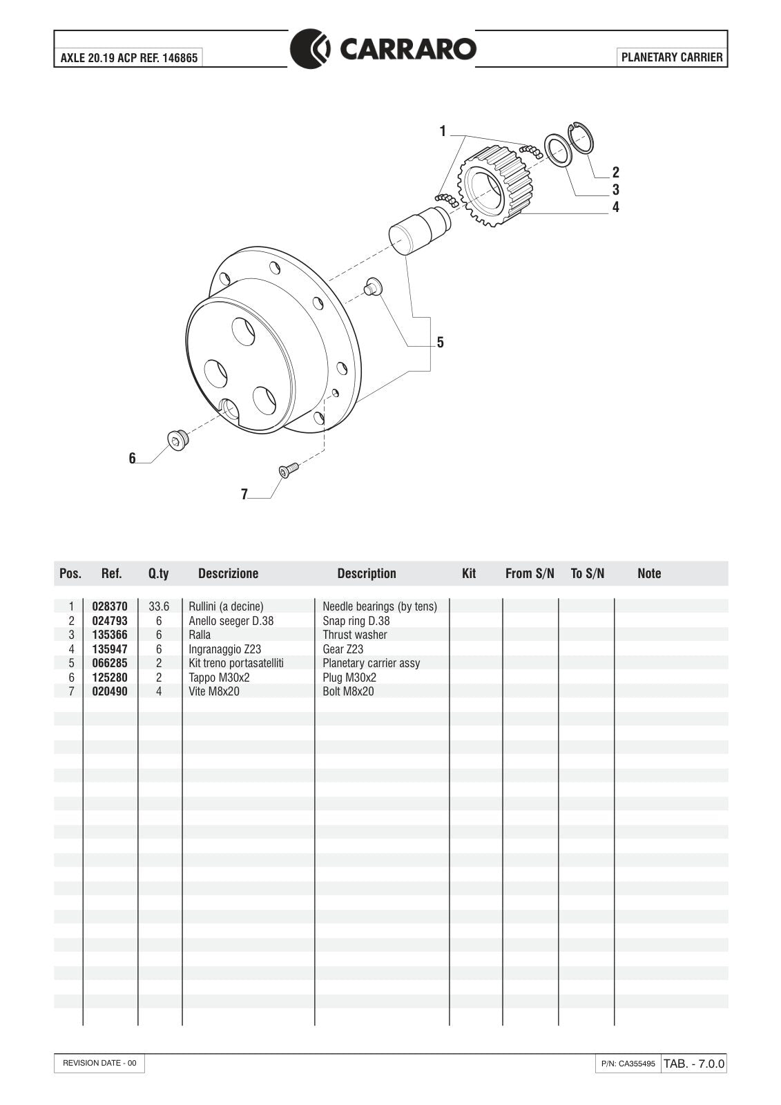 Carraro 20.19 Axle Parts Catalog (Ref. 146865) – sample page 3