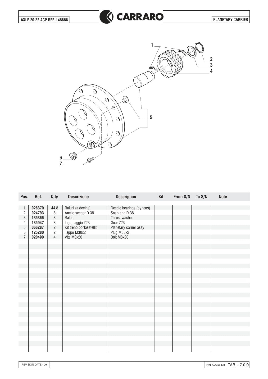 Carraro 20.22 Axle Parts Catalog (Ref. 146868) – sample page 3