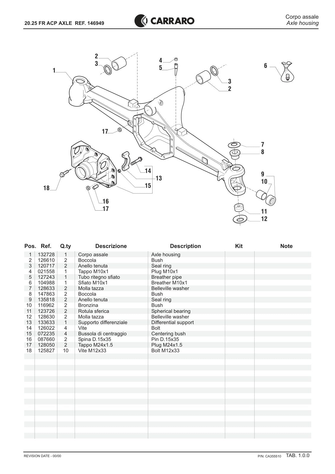 Carraro 20.25 FR Axle Parts Catalog (Ref. 146949) – sample page 1