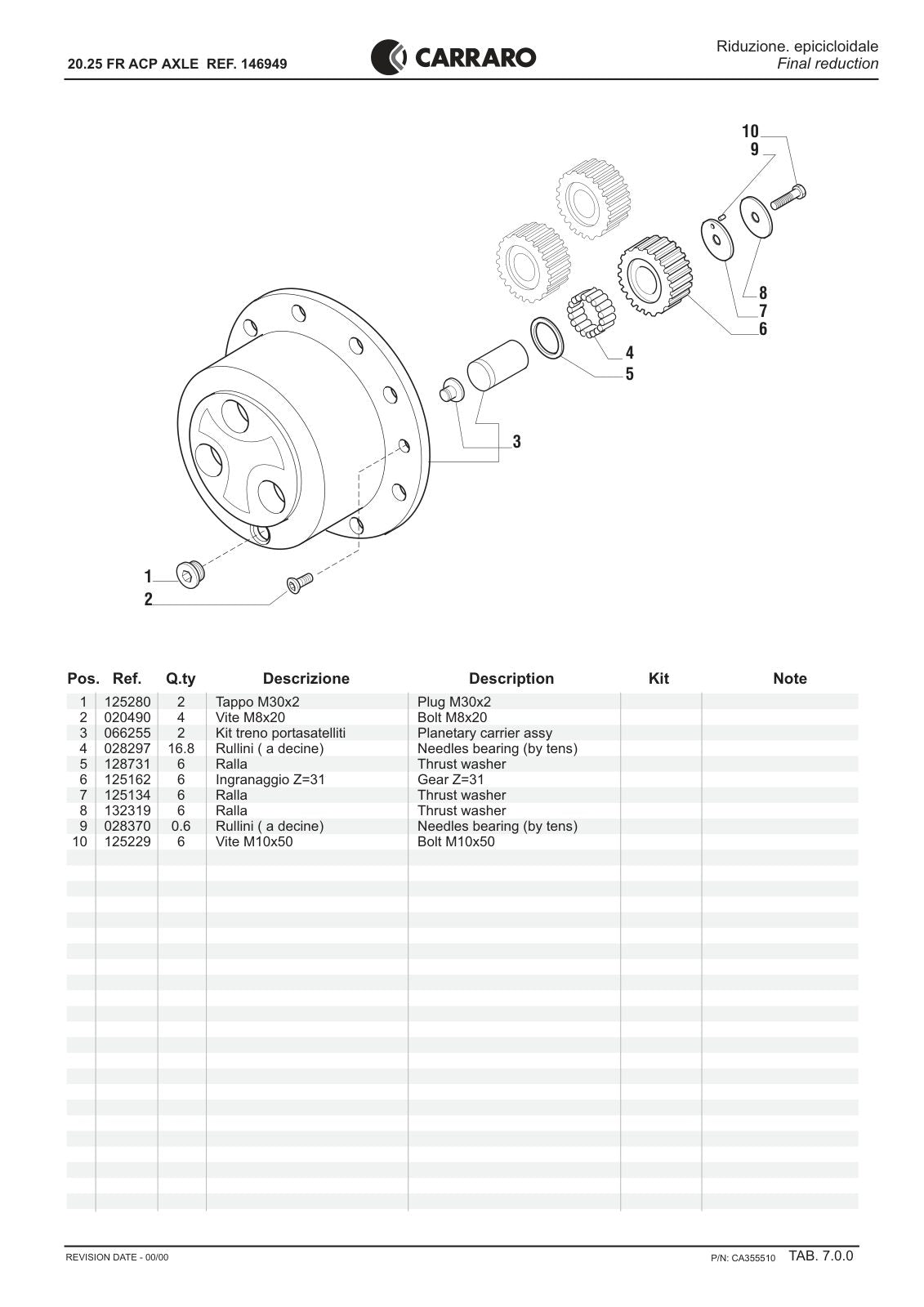 Carraro 20.25 FR Axle Parts Catalog (Ref. 146949) – sample page 3