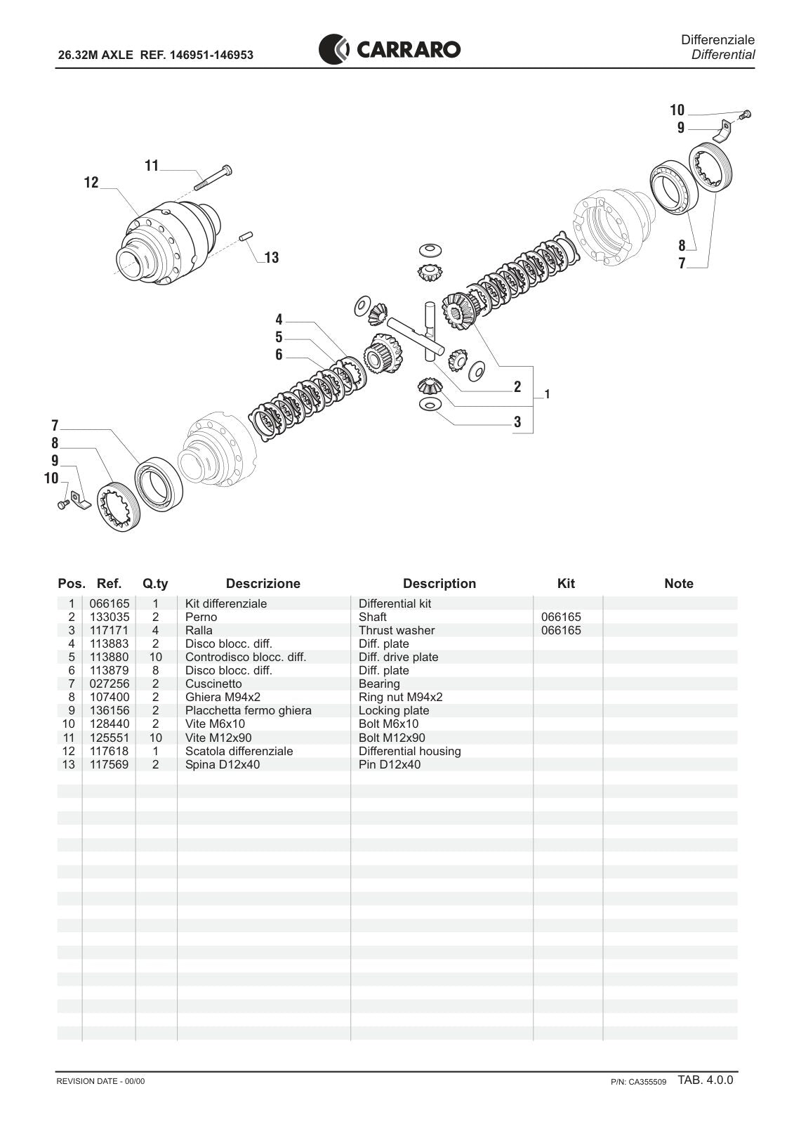 Carraro 26.32M Axle Parts Catalog (Ref. 146951, 146953) – sample page 2