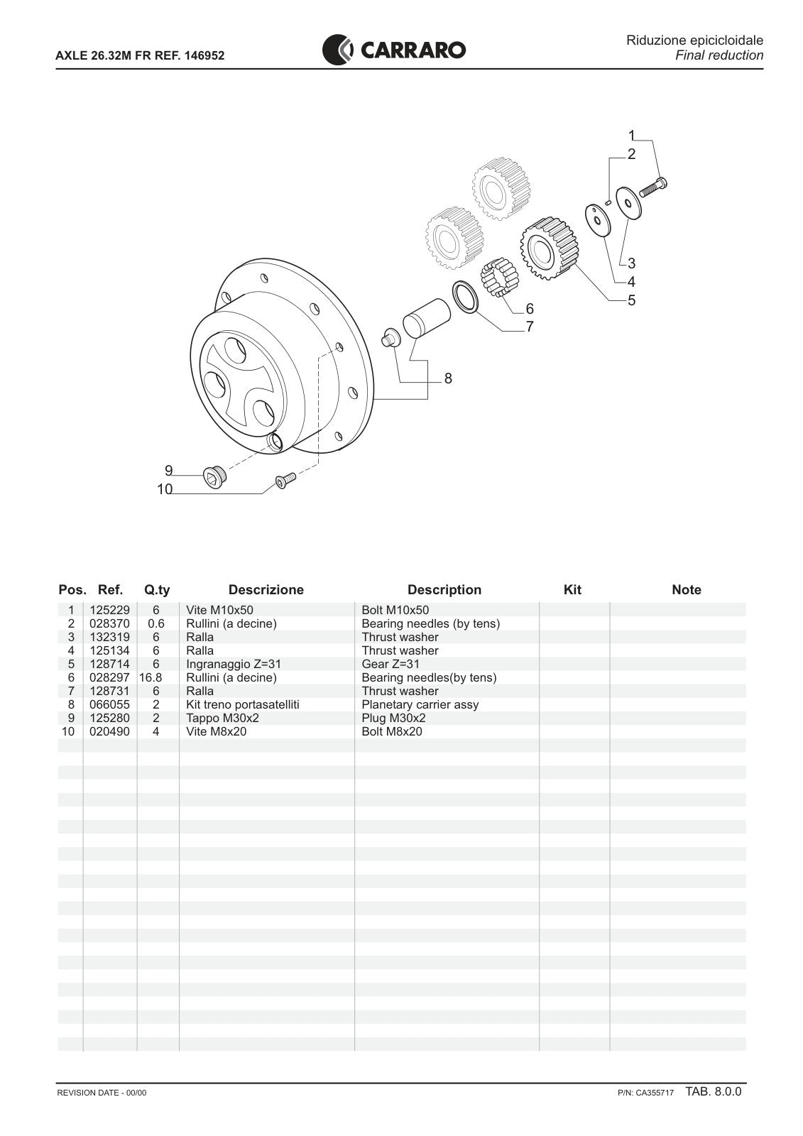 Carraro 26.32M FR Axle Parts Catalog (Ref. 146952) – sample page 3