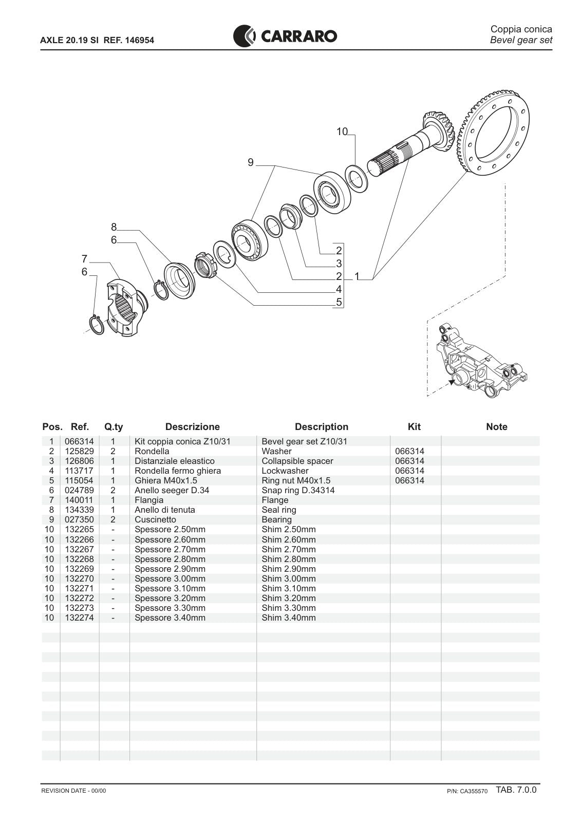 Carraro 20.19 Axle Parts Catalog (Ref. 146954) – sample page 2