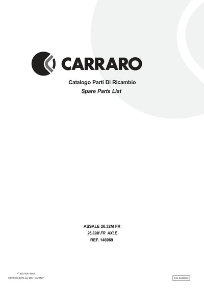 Carraro 26.32M FR Axle Parts Catalog (Ref. 146969) – cover