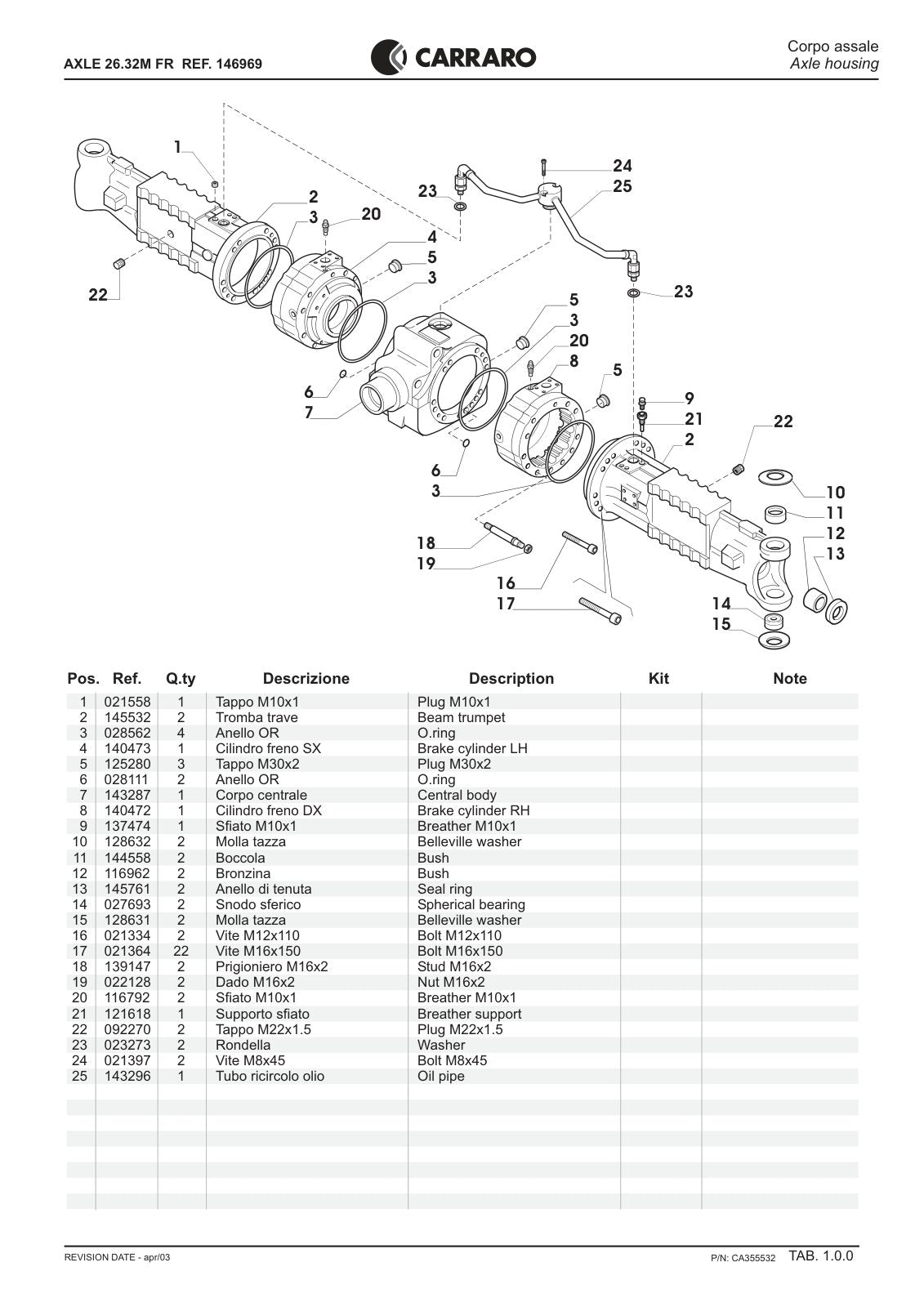 Carraro 26.32M FR Axle Parts Catalog (Ref. 146969) – sample page 1