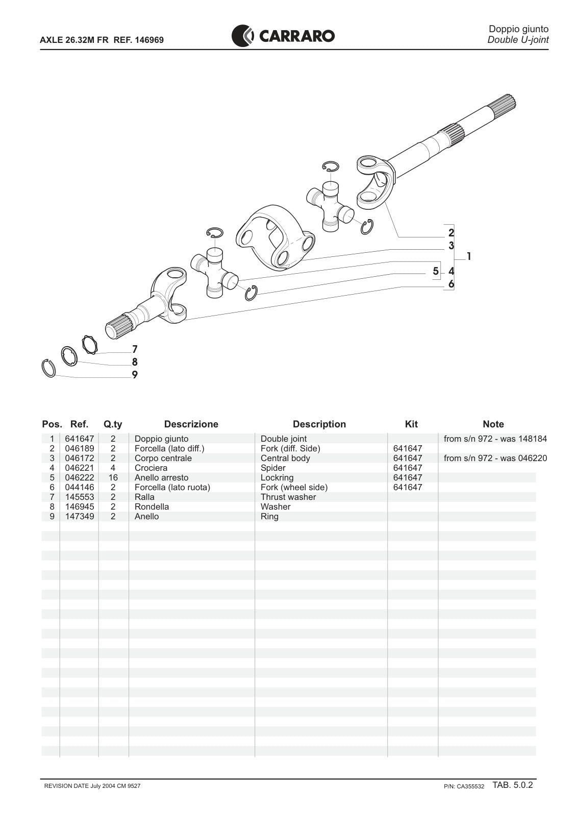 Carraro 26.32M FR Axle Parts Catalog (Ref. 146969) – sample page 2