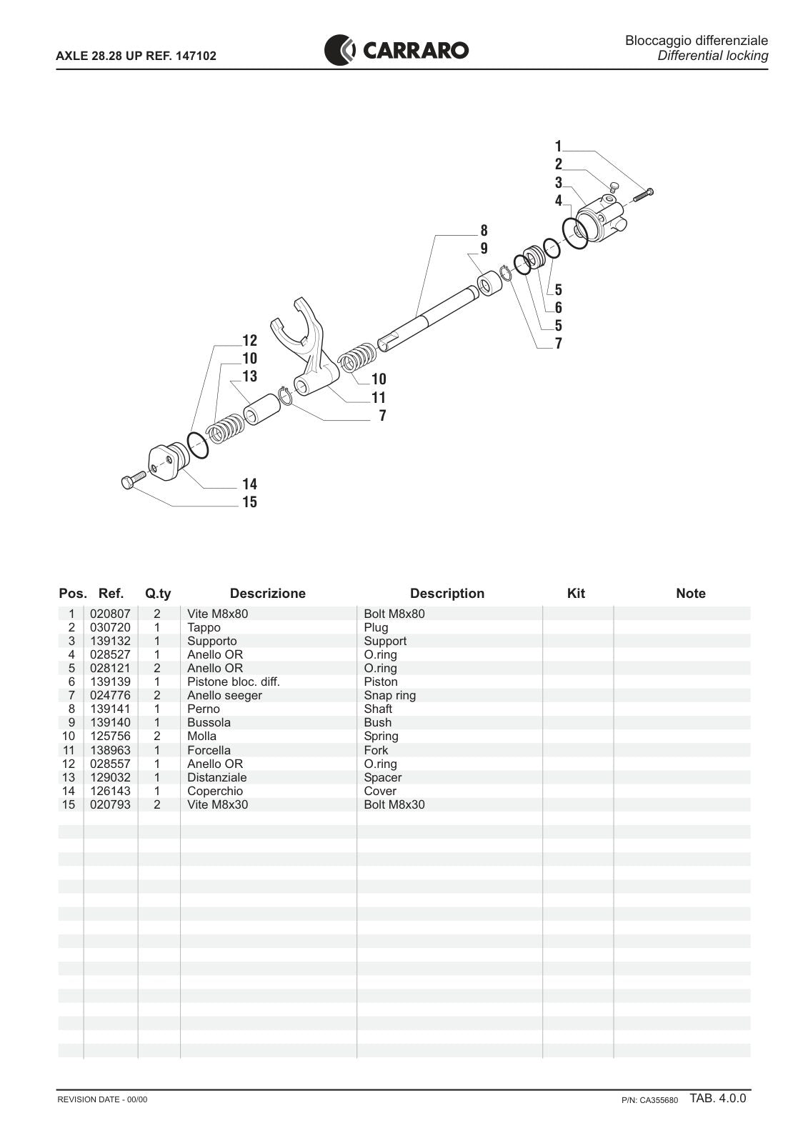 Carraro 28.28UP Axle Parts Catalog (Ref. 147102) – sample page 2