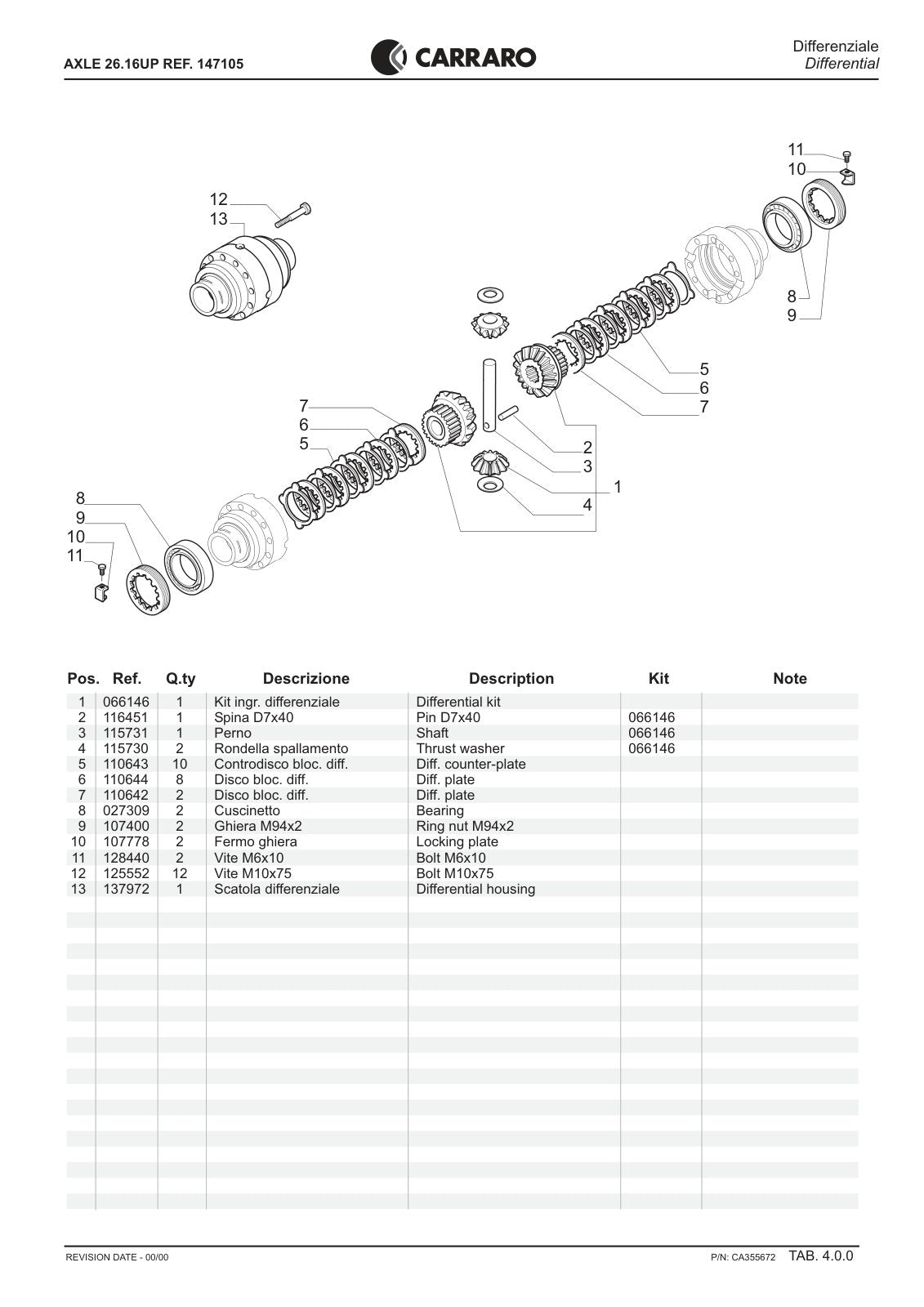 Carraro 26.16UP Axle Parts Catalog (Ref. 147105) – sample page 2