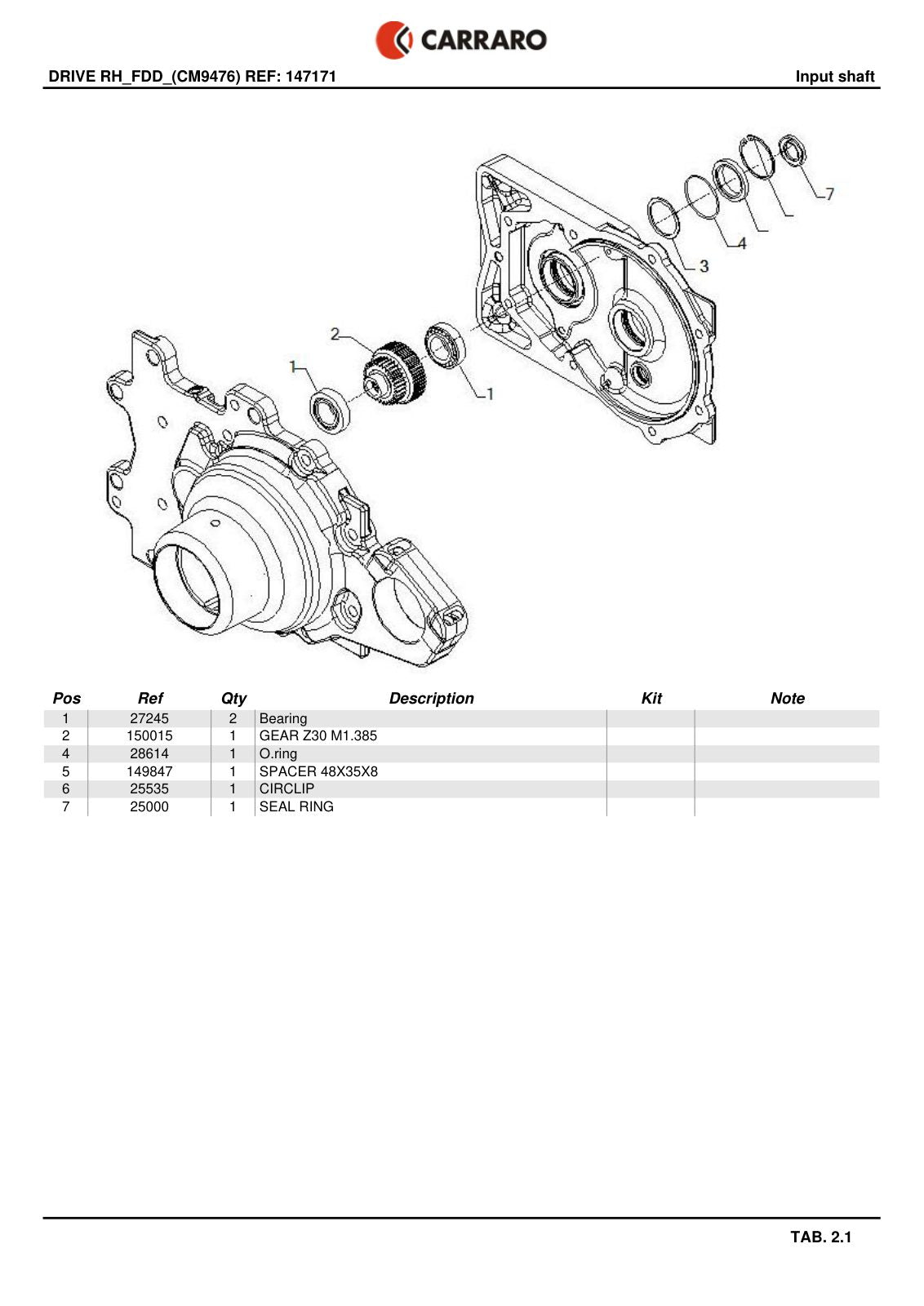 Carraro Final Drive Parts Catalog (Ref. 147171) – sample page 2