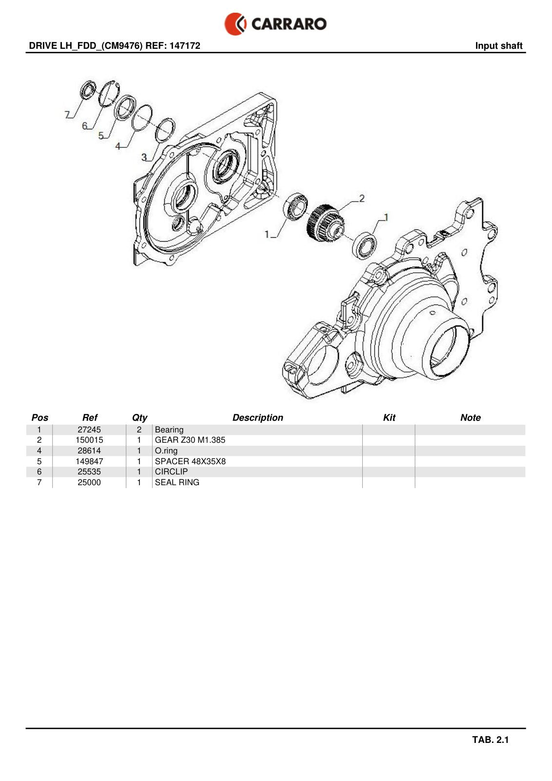 Carraro Final Drive Parts Catalog (Ref. 147172) – sample page 2