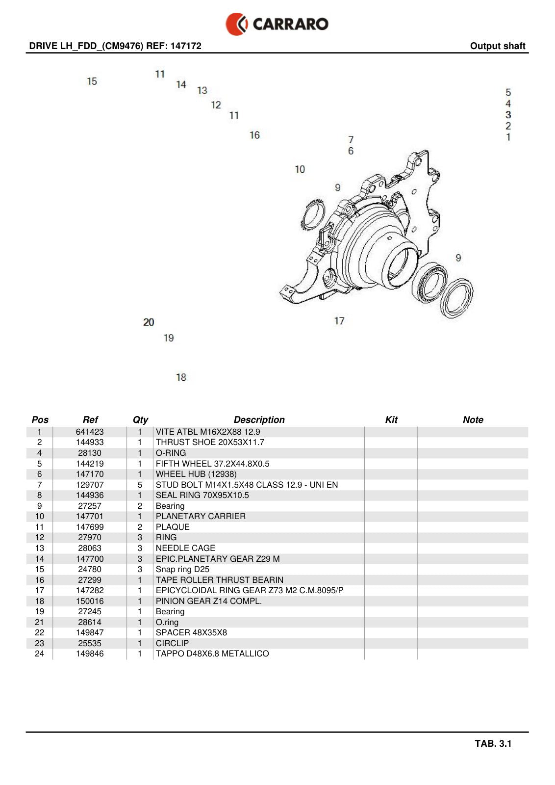 Carraro Final Drive Parts Catalog (Ref. 147172) – sample page 3