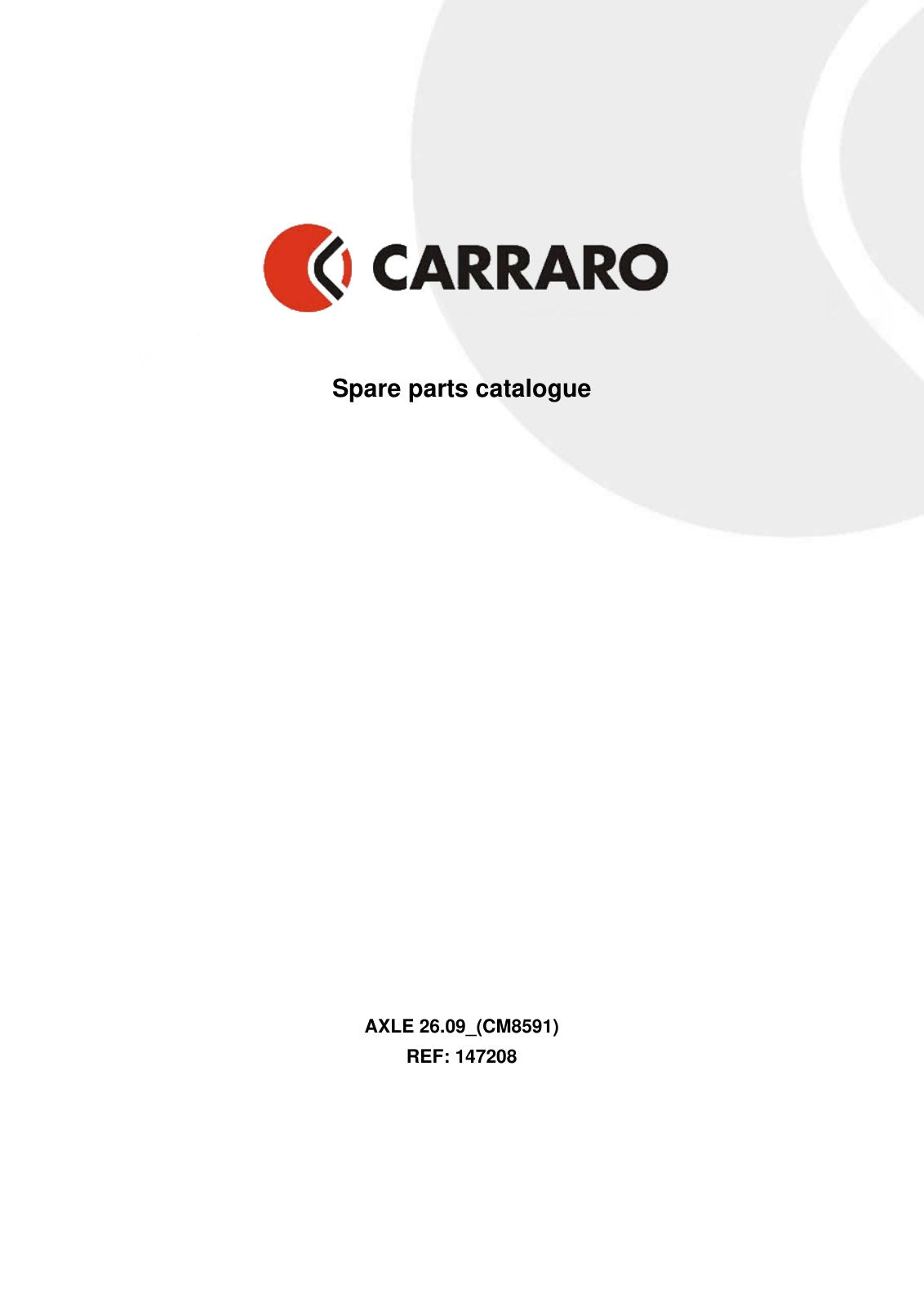 Carraro 26.09 Axle Parts Catalog (Ref. 147208) – cover