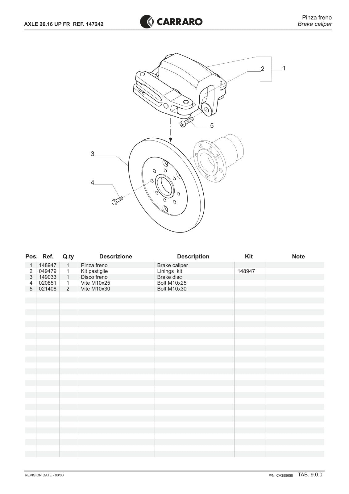 Carraro 26.16 UP FR Axle Parts Catalog (Ref. 147242) – sample page 3