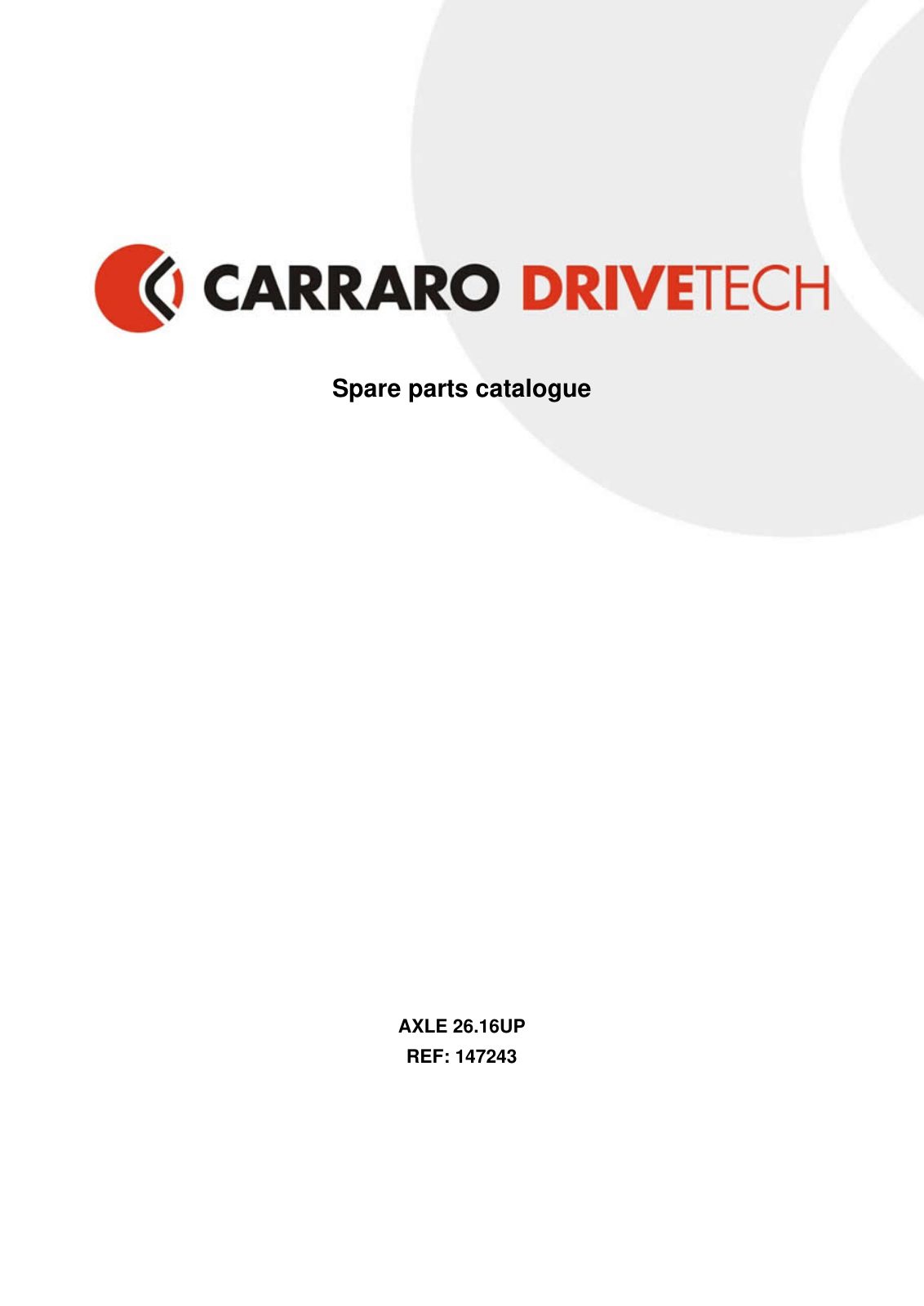 Carraro 26.16UP Axle Parts Catalog (Ref. 147243) – cover