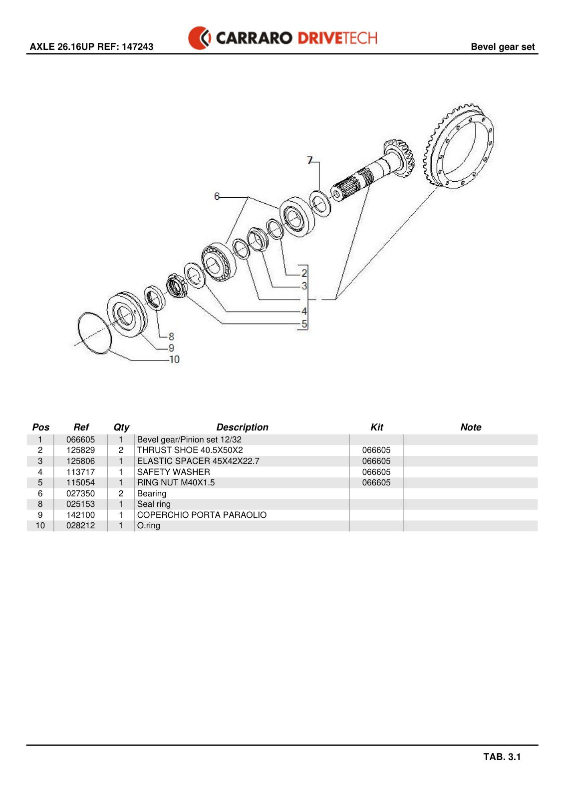 Carraro 26.16UP Axle Parts Catalog (Ref. 147243) – sample page 2