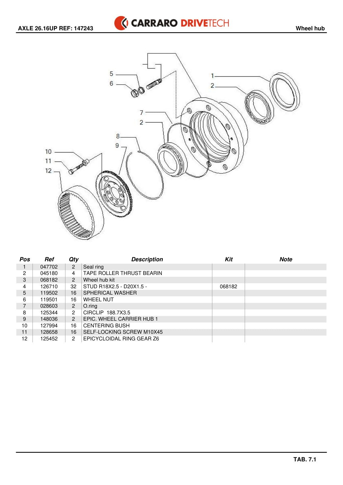 Carraro 26.16UP Axle Parts Catalog (Ref. 147243) – sample page 3