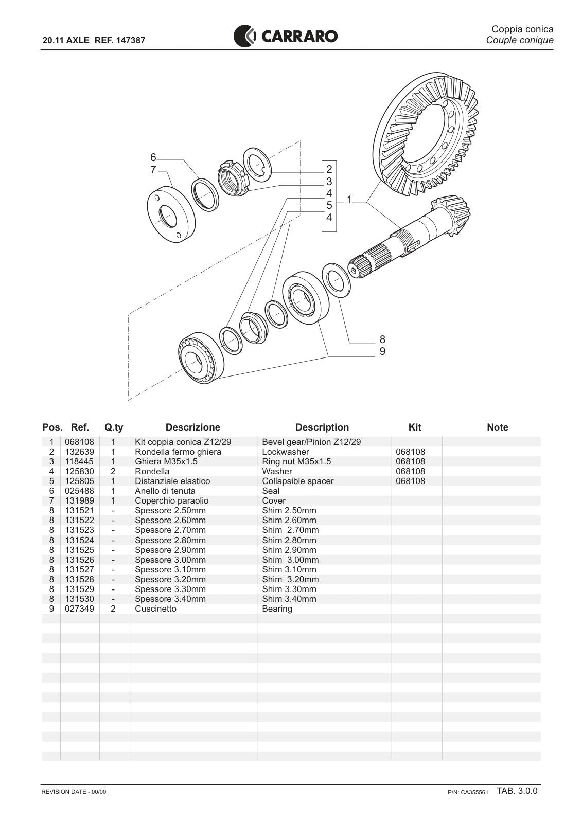 Carraro 20.11 Axle Parts Catalog (Ref. 147387) – sample page 2