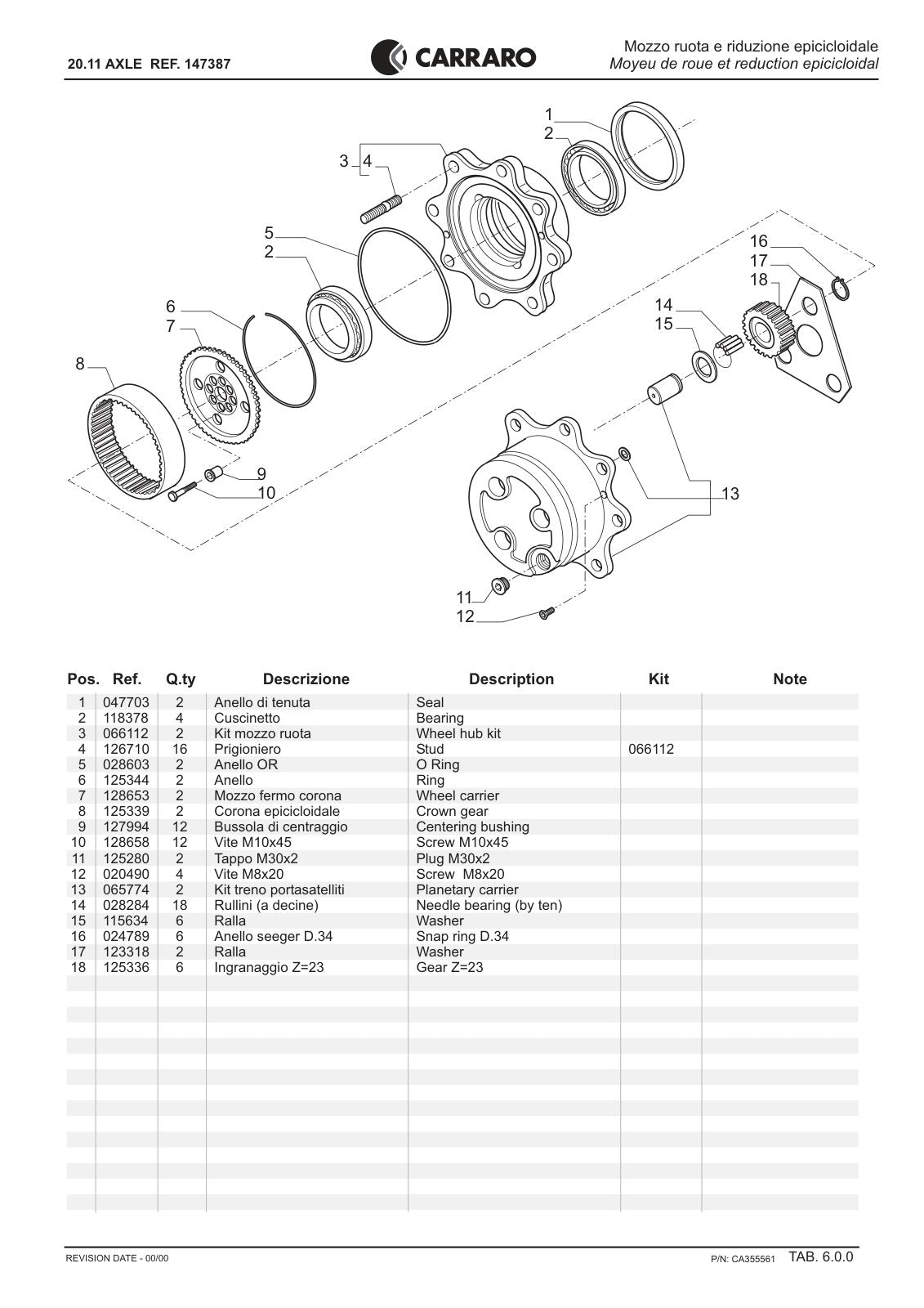 Carraro 20.11 Axle Parts Catalog (Ref. 147387) – sample page 3