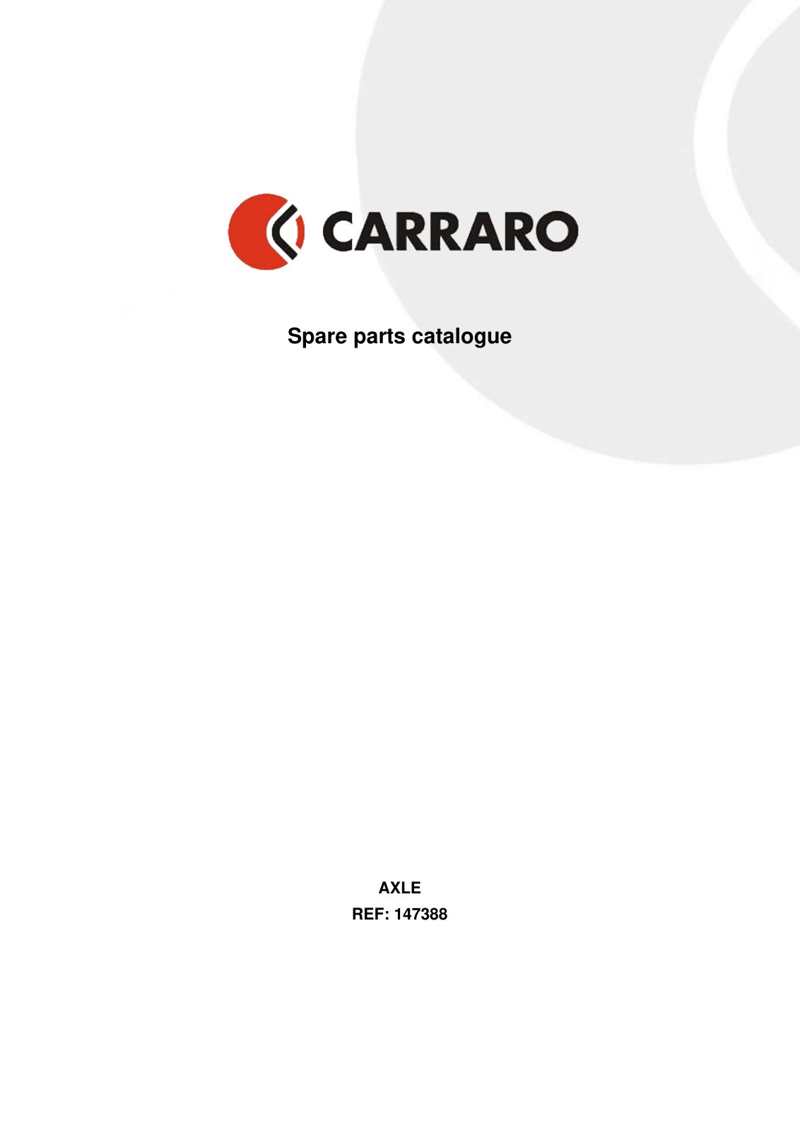 Carraro Axle Parts Catalog (Ref. 147388, 128053) – cover