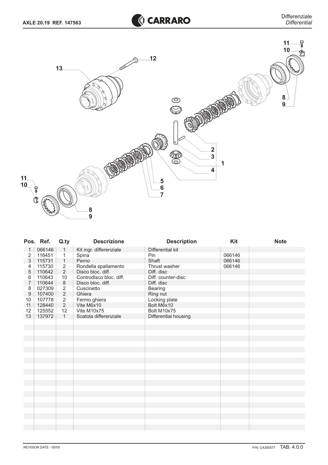 Carraro 20.19 Axle Parts Catalog (Ref. 147563) – sample page 2