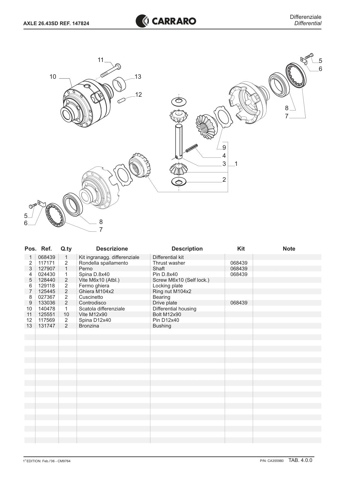 Carraro 26.43SD Axle Parts Catalog (Ref. 147824) – sample page 2