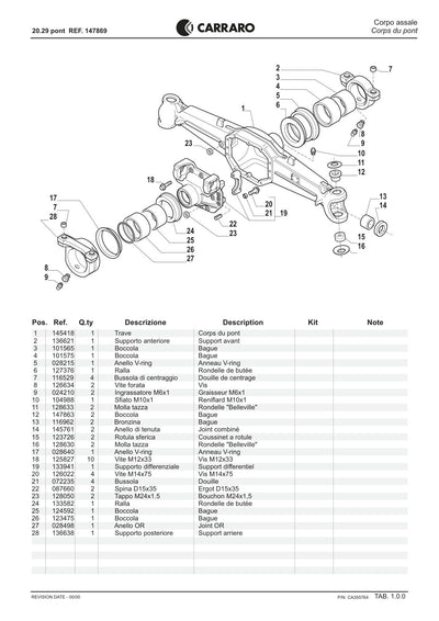 Carraro 20.29 Axle Parts Catalog (Ref. 147869) – sample page 1