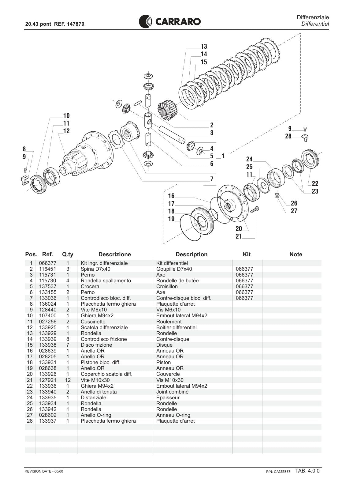 Carraro 20.43 Axle Parts Catalog (Ref. 147870) – sample page 2