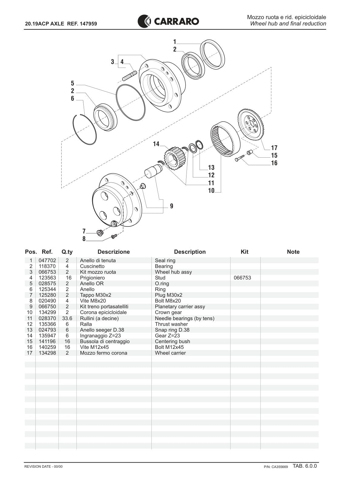 Carraro 20.19ACP Axle Parts Catalog (Ref. 147959) – sample page 3