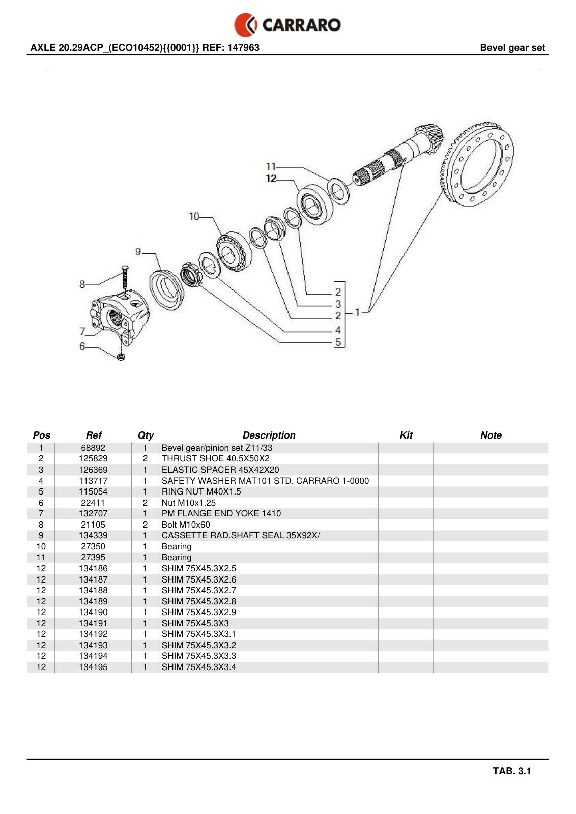 Carraro 20.29ACP Axle Parts Catalog (Ref. 147963) – sample page 2