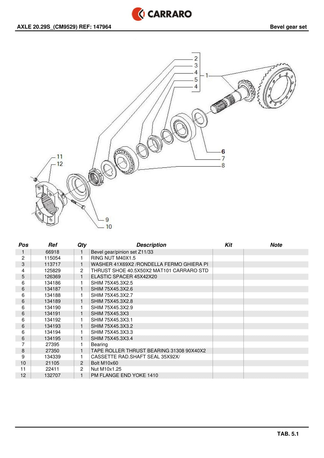 Carraro 20.29S Axle Parts Catalog (Ref. 147964) – sample page 2