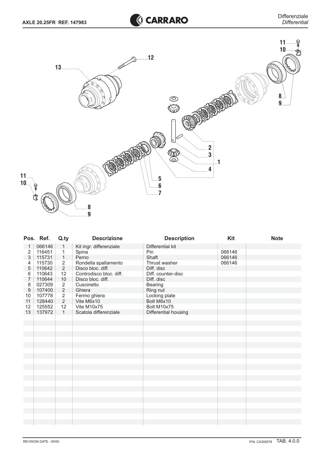 Carraro 20.25FR Axle Parts Catalog (Ref. 147983) – sample page 2