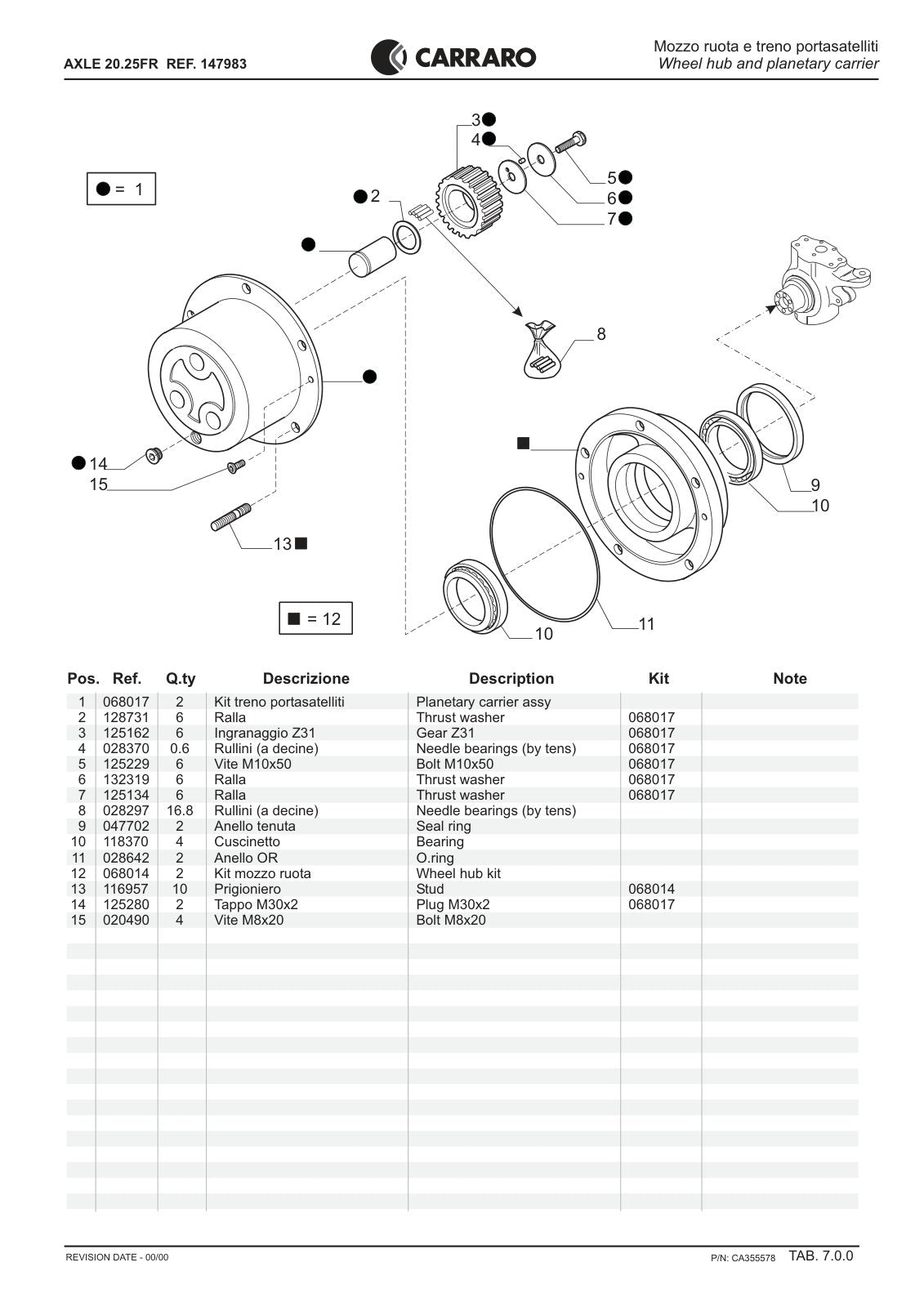 Carraro 20.25FR Axle Parts Catalog (Ref. 147983) – sample page 3
