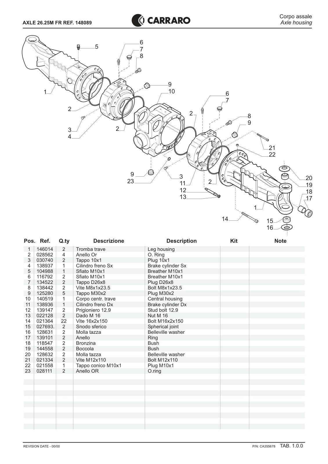 Carraro 26.25M FR Axle Parts Catalog (Ref. 148089) – sample page 1