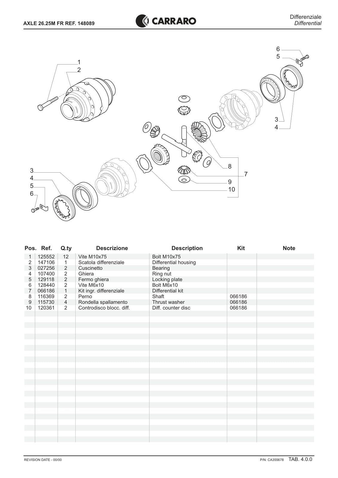 Carraro 26.25M FR Axle Parts Catalog (Ref. 148089) – sample page 2