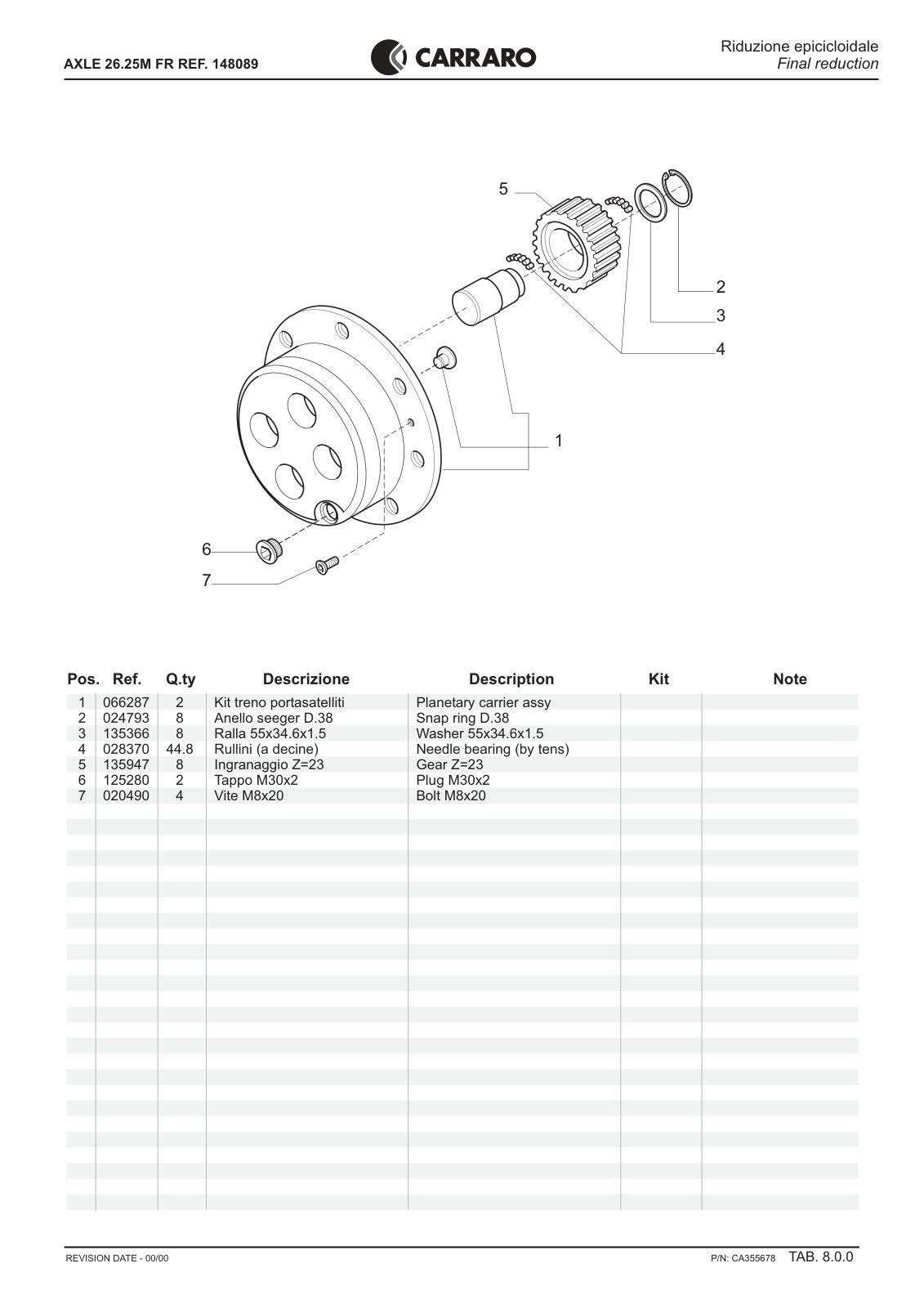 Carraro 26.25M FR Axle Parts Catalog (Ref. 148089) – sample page 3