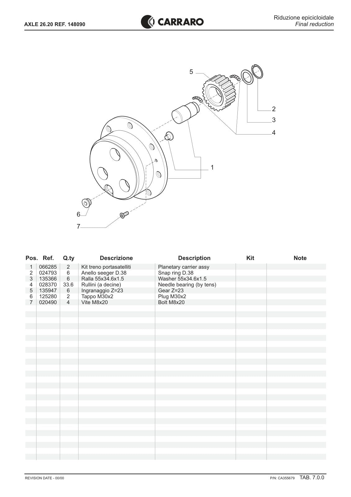 Carraro 26.20 Axle Parts Catalog (Ref. 148090) – sample page 3