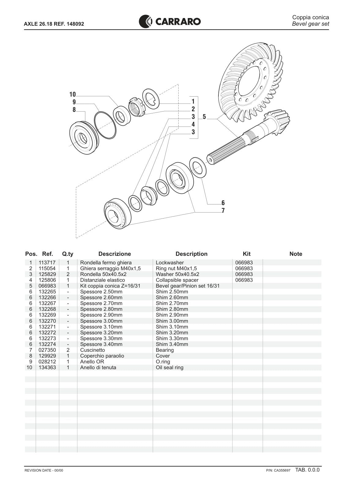 Carraro 26.18 Axle Parts Catalog (Ref. 148092) – sample page 2