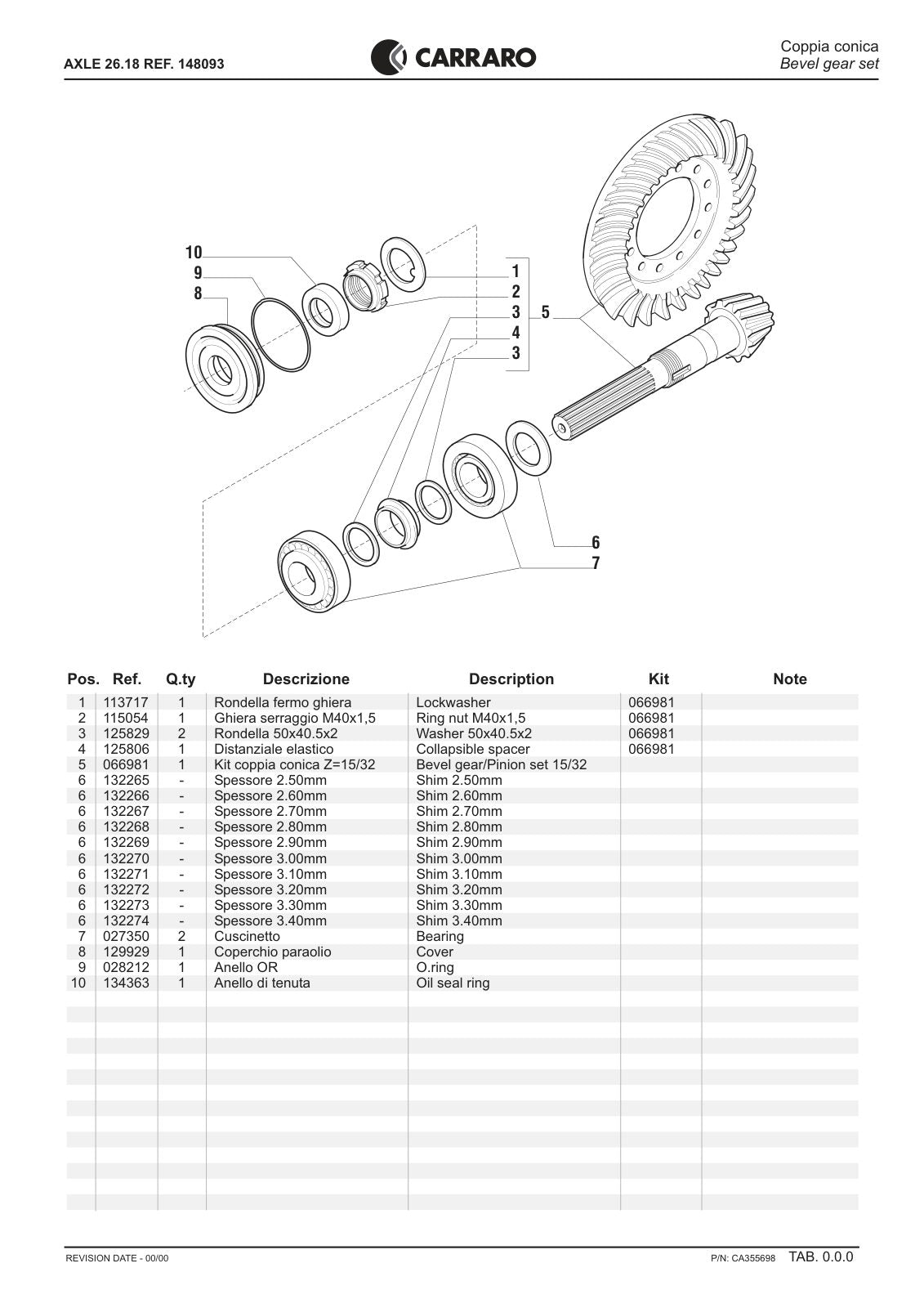 Carraro 26.18 Axle Parts Catalog (Ref. 148093) – sample page 2
