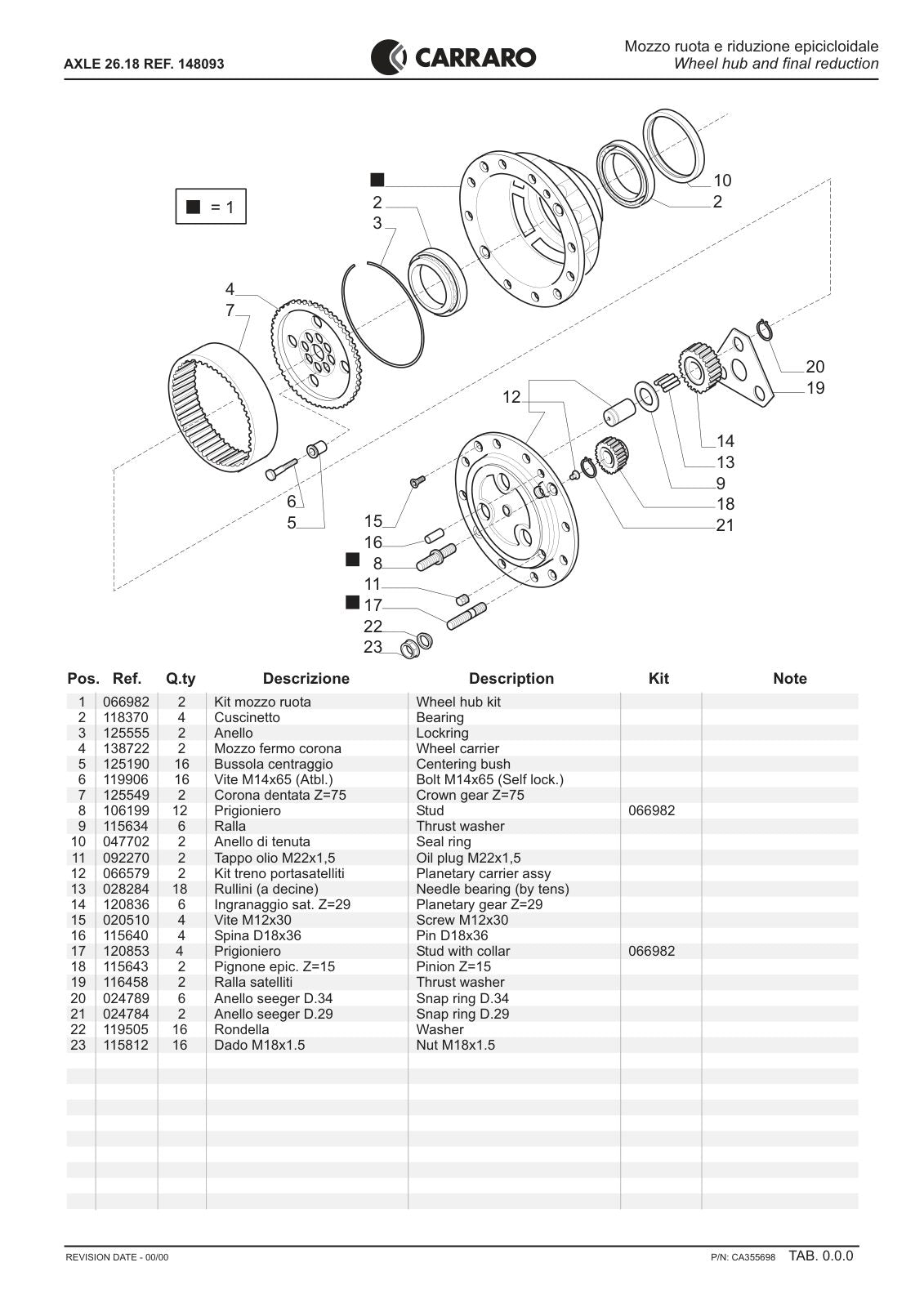 Carraro 26.18 Axle Parts Catalog (Ref. 148093) – sample page 3