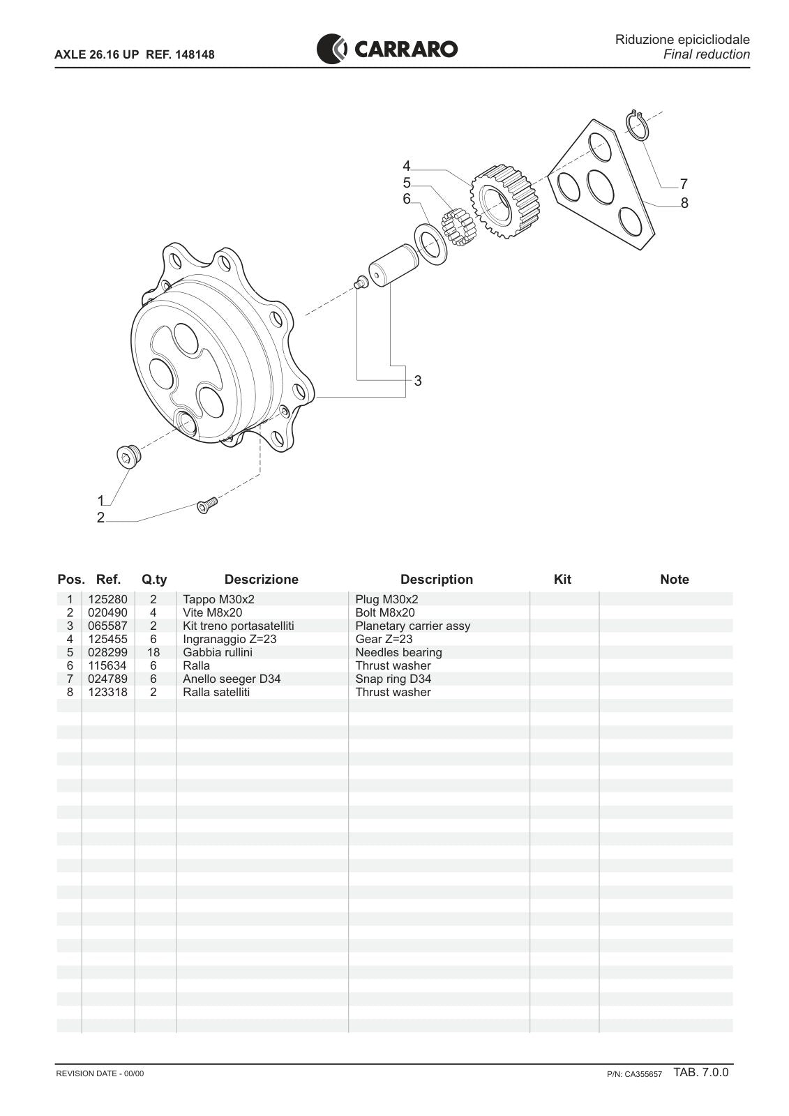 Carraro 26.16 UP Axle Parts Catalog (Ref. 148148) – sample page 3