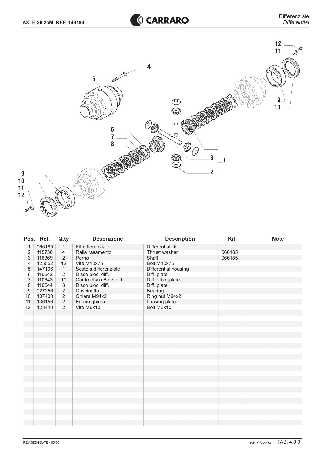 Carraro 26.25M Axle Parts Catalog (Ref. 148194) – sample page 2
