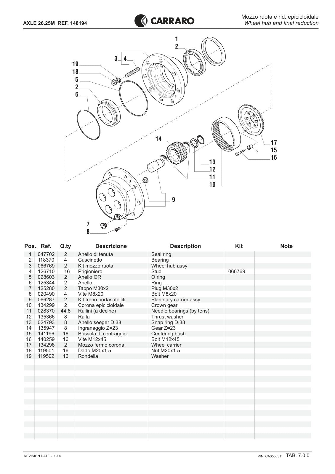 Carraro 26.25M Axle Parts Catalog (Ref. 148194) – sample page 3
